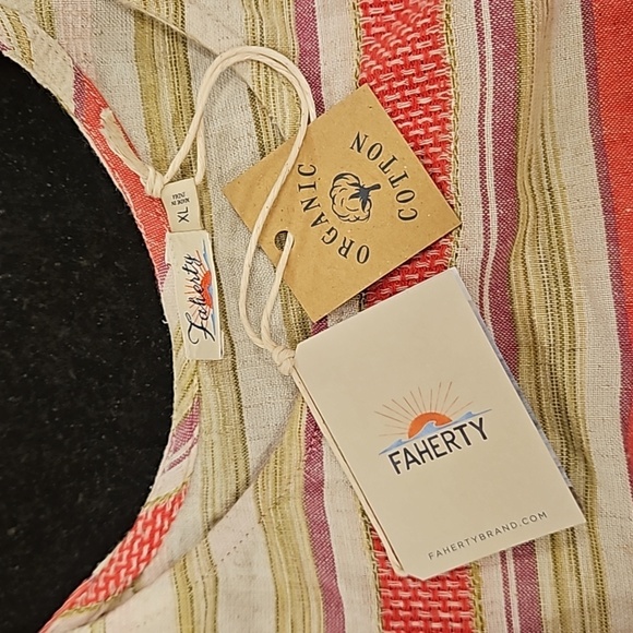 💕FAHERTY💕 Lanai Dress ~ 100% Organic Cotton Sol Stripe XL NWT - Picture 14 of 16